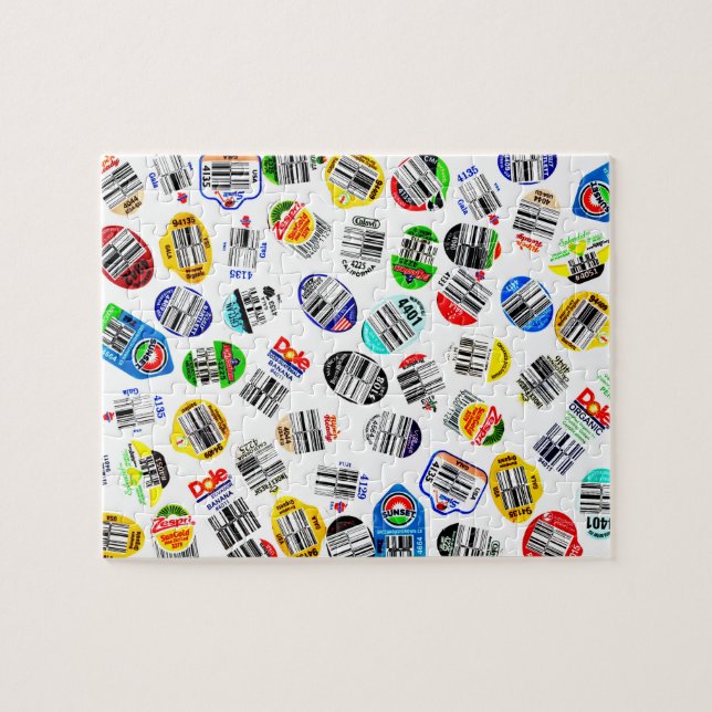 Vegetables Fruits Barcode Sticker Mönster Pussel (Horisontell)