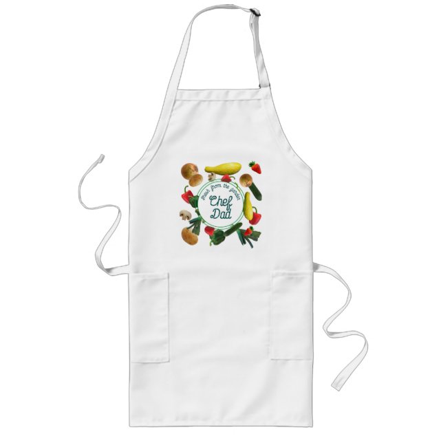 Vegetables Kitchen Bib Apron med Pockets Långt Förkläde (Framsidan)