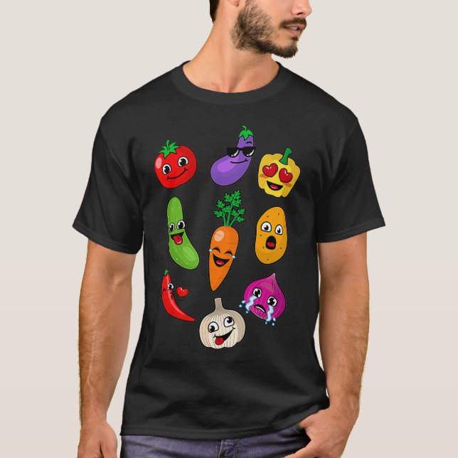 Vegetables Shirt Cute Veggie Vegan Älskare Tee _2 (Framsida)