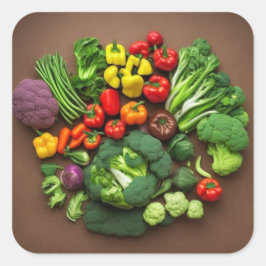 Vegetables Square Sticker Fyrkantigt Klistermärke