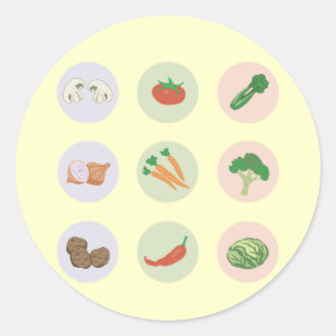 Vegetables Sticker Runt Klistermärke