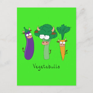 Vegetabulls Vegetable Bulls Funny Postcard Vykort