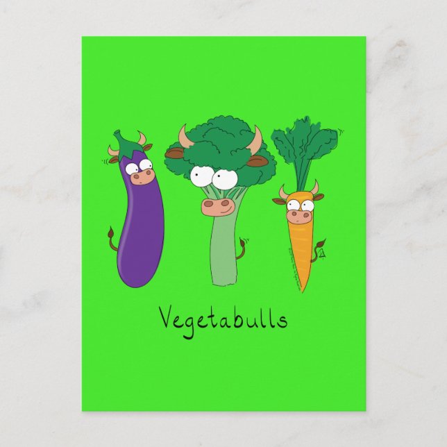 Vegetabulls Vegetable Bulls Funny Postcard Vykort (Framsida)