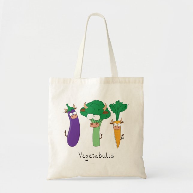 Vegetabulls Vegetable Bulls Funny Tote Bag Tygkasse (Framsidan)