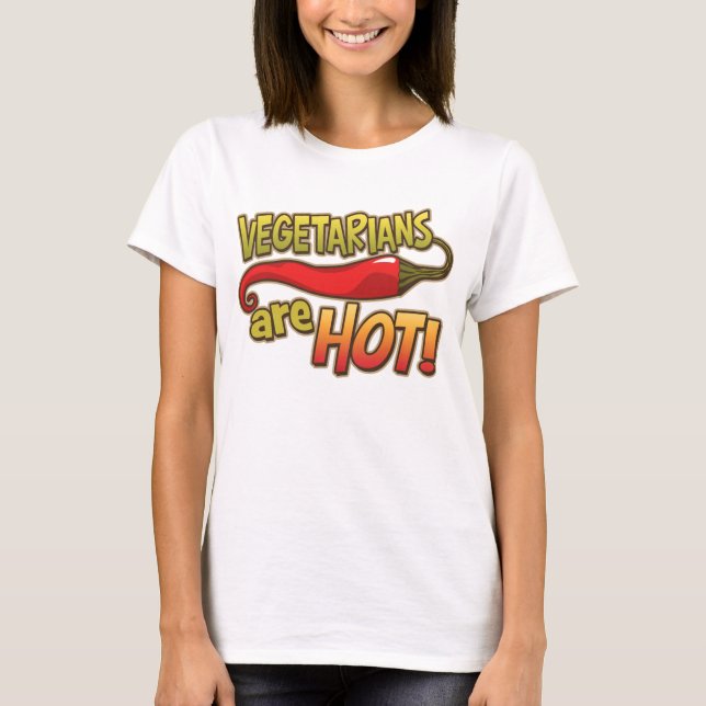 Vegetarian är den hoade damutslagsplatsen tee shirt (Framsida)