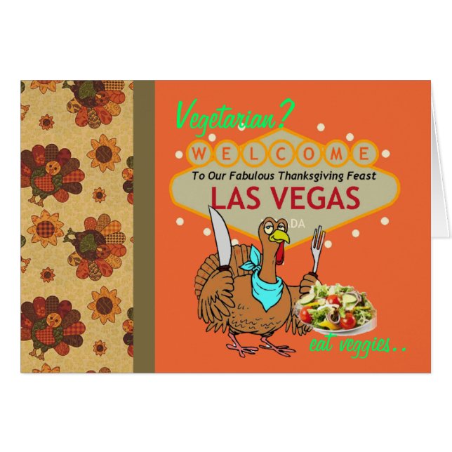 Vegetarian? äta veggies Las Vegas Card Hälsningskort (Framsidan Horizontal)