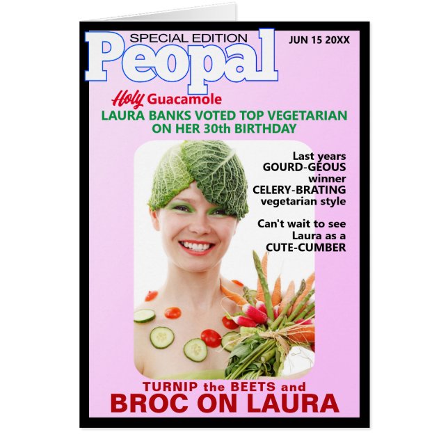 Vegetarian Birthday Puns Peopal - Parody People Hälsningskort (Framsidan)