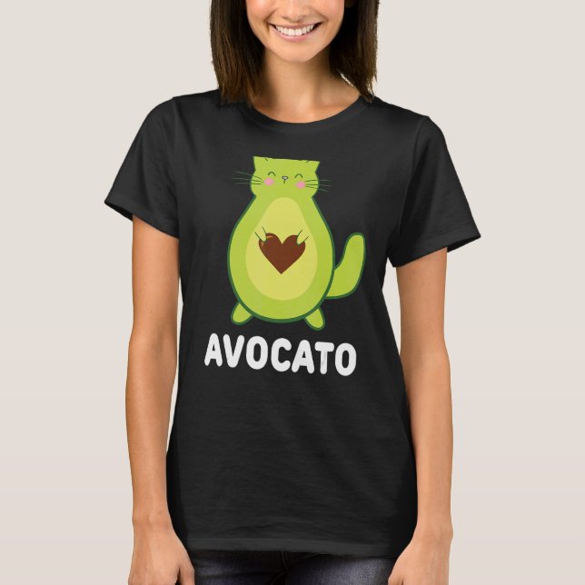 Vegetarian Cat Avocado Avocat Avogato Avocato Cat T Shirt (Framsida)
