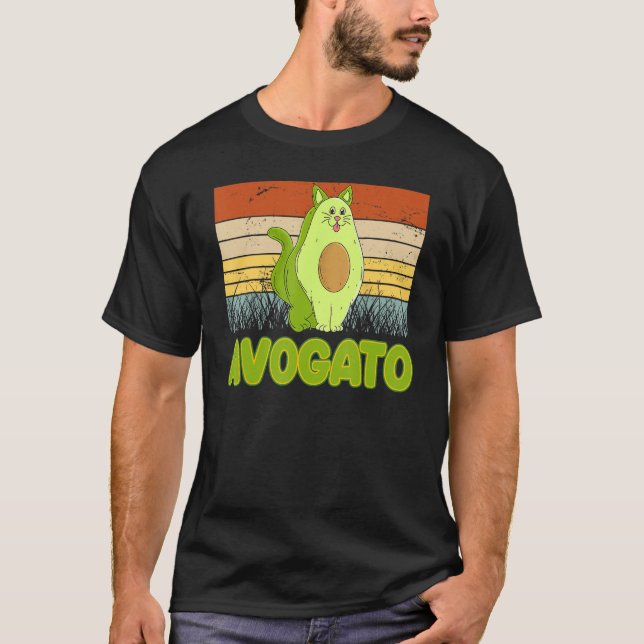 Vegetarian Cat Avogato Veggie Hangover Avocado Vin T Shirt (Framsida)