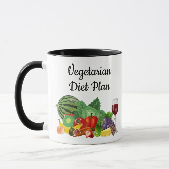 Vegetarian Diet Plan Färg Illustration Mugg (Vänster)