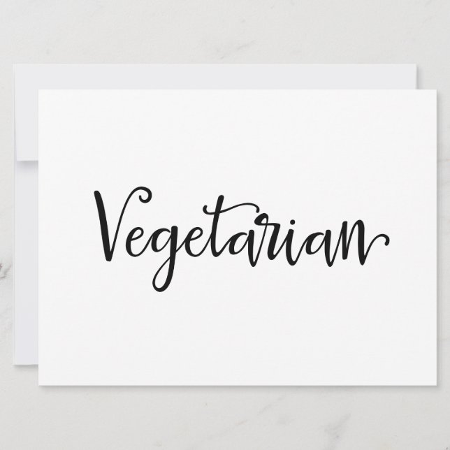 "Vegetarian" Dietesettsbehovsskylt | Kalligrafi (Framsida)
