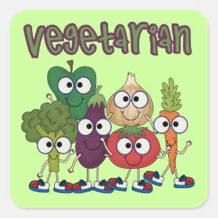 Vegetarian Fyrkantigt Klistermärke