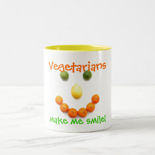 Vegetarian gör mig att le! Två-Tonad mugg