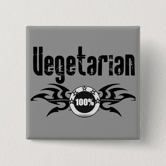 Vegetarian Grunge Winged Emblem Knapp (Framsida)