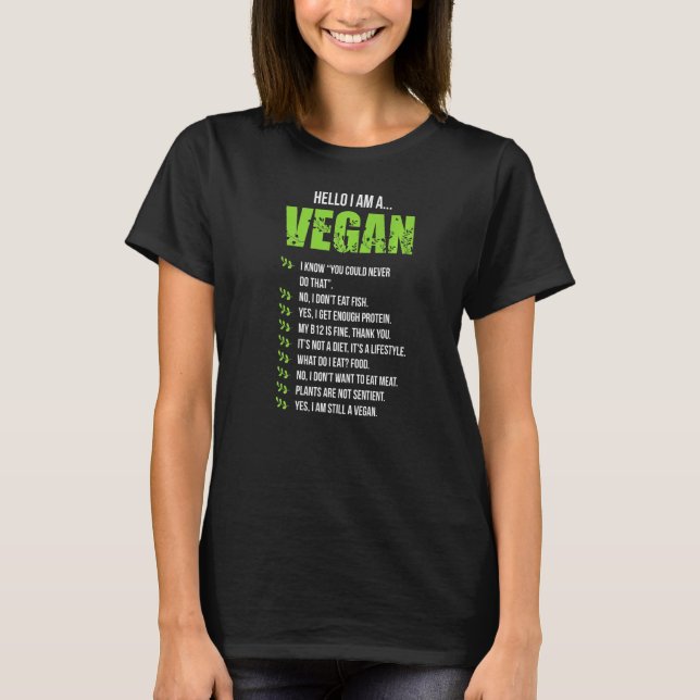 Vegetarian Hej I är Vegan 1 T Shirt (Framsida)