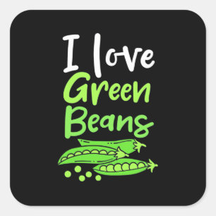 Vegetarian I Kärlek Grönt Beans Fyrkantigt Klistermärke