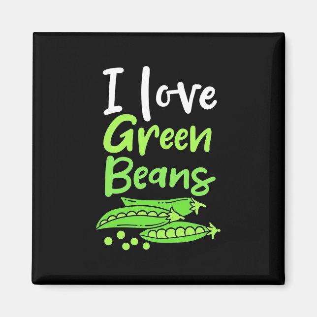 Vegetarian I Kärlek Grönt Beans Magnet (Framsidan)