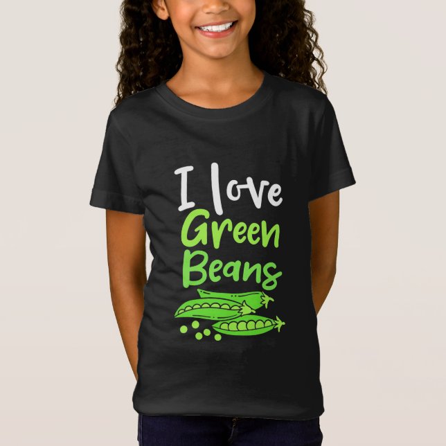 Vegetarian Jag älskar gröna bönor T Shirt (Framsida)