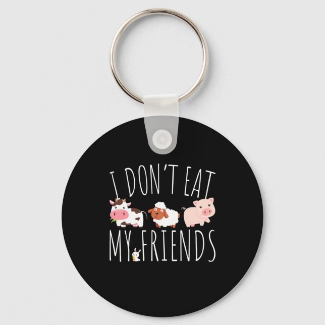 Vegetarian jag äter inte mina vänner nyckelring (Framsida)