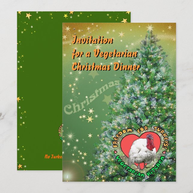 Vegetarian - julmiddag inbjudningar (Fram/baksida)