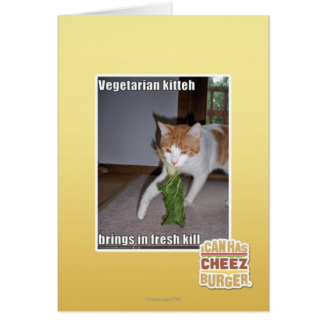 Vegetarian Kitteh Hälsningskort (Framsidan)