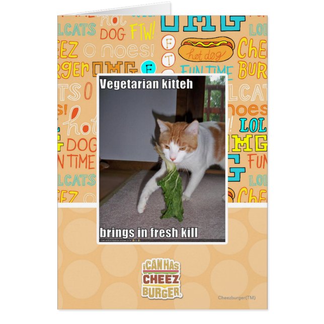 Vegetarian Kitteh Hälsningskort (Framsidan)
