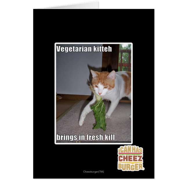 Vegetarian Kitteh Hälsningskort (Framsidan)