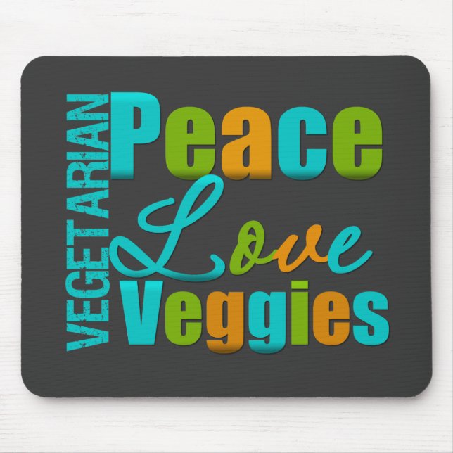 Vegetarian Peace Kärlek Veggies Musmatta (Framsidan)