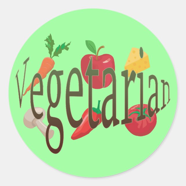 Vegetarian Runt Klistermärke (Framsida)