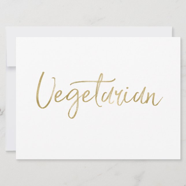 "Vegetarian" skylt | Stilren förgylld handmålad te Inbjudningar (Framsida)
