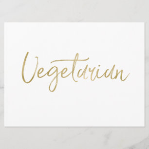 "Vegetarian" skylt   Stilren förgylld handmålad te Inbjudningar