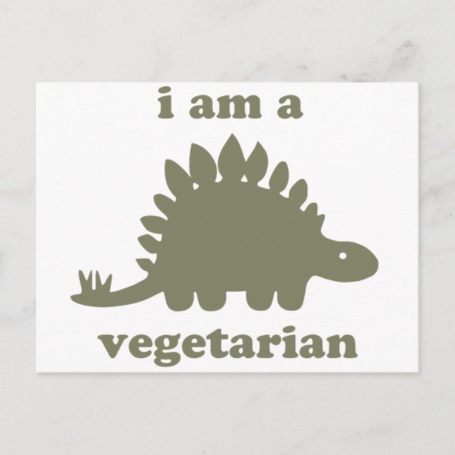 Vegetarian Stegosaurus Dinosaur - Grönt Vykort (Framsida)
