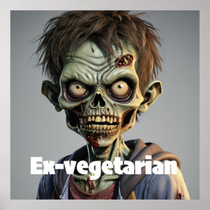Vegetarian Turged Tonåring Zombie Print Novelty Poster