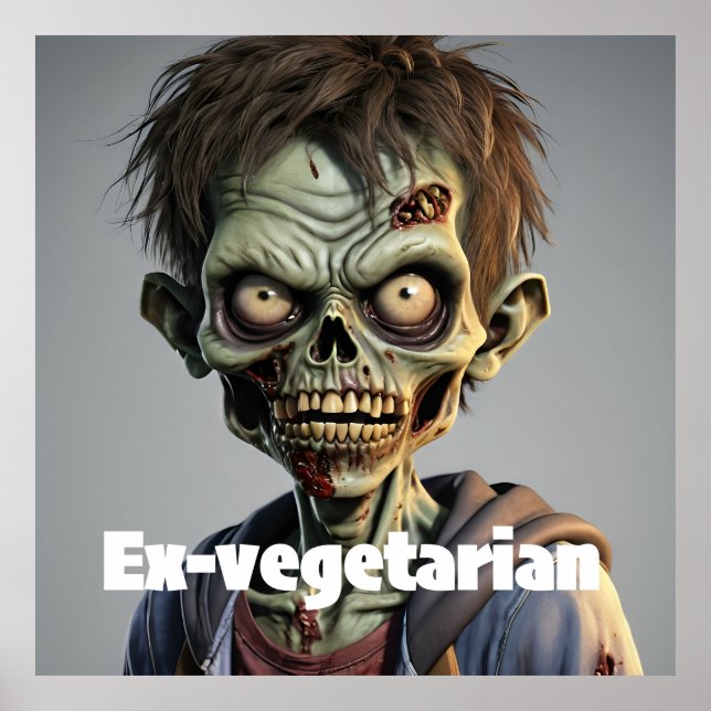 Vegetarian Turged Tonåring Zombie Print Novelty Poster (Framsidan)