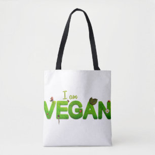 Vegetarian Vegan Kärlek Spara Animals Veg Eat Tote Tygkasse