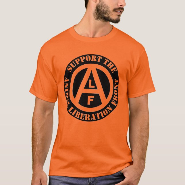 Vegetarian Vegan Support Animal Liberation Front Tee Shirt (Framsida)