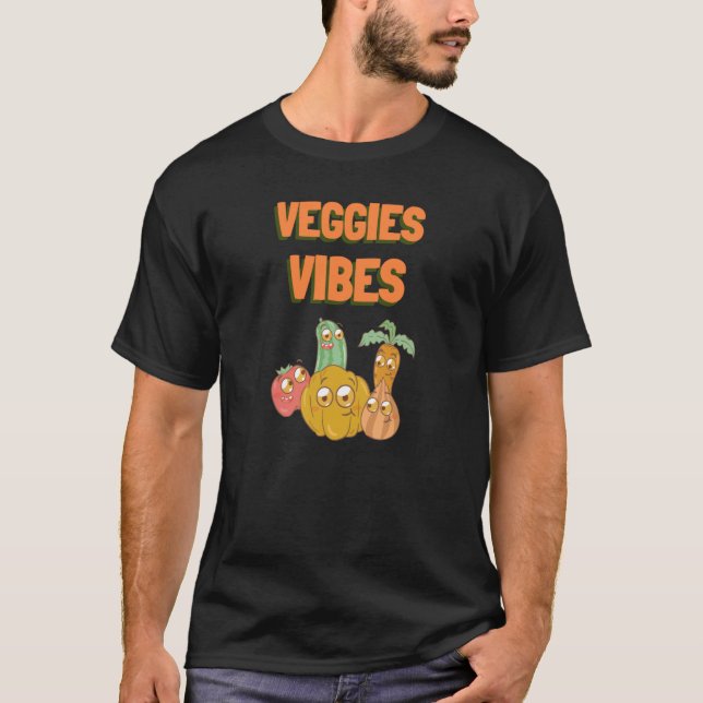 Vegetarian Vegan Vegetarian Vegan Veggie Vibes T Shirt (Framsida)