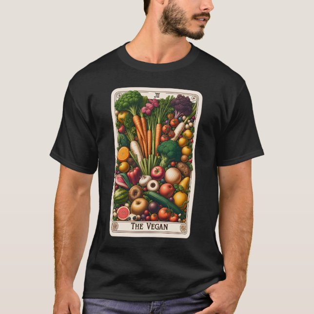 Vegetarian Vegetable Älskare, Vegan Tarot Card T Shirt (Framsida)