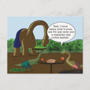 Vegetarian vs. rolig Dinosaur för Carnivore Vykort