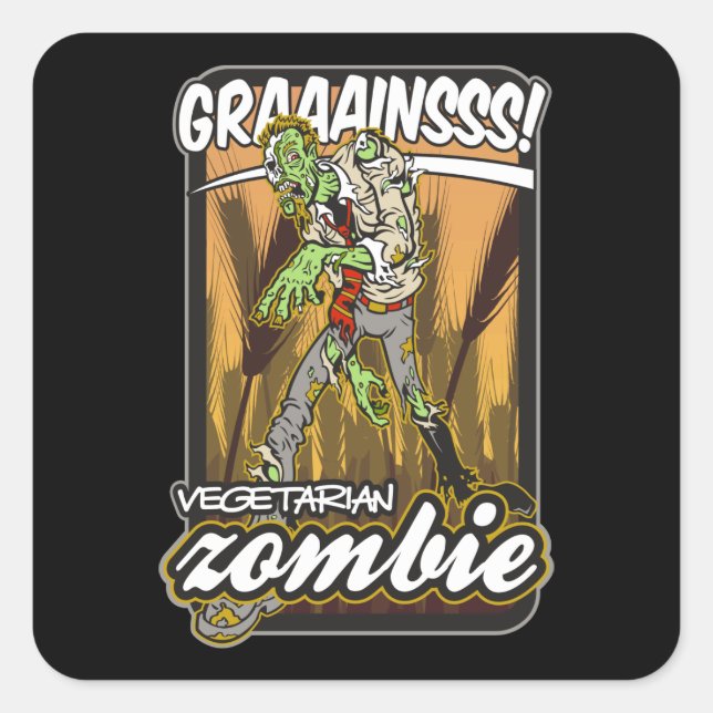 Vegetarian Zombie Fyrkantigt Klistermärke (Framsida)