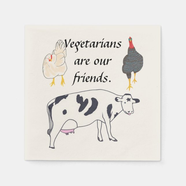 Vegetarianer är våra vänner Thanksgiving Napkins Pappersservett (Framsidan)