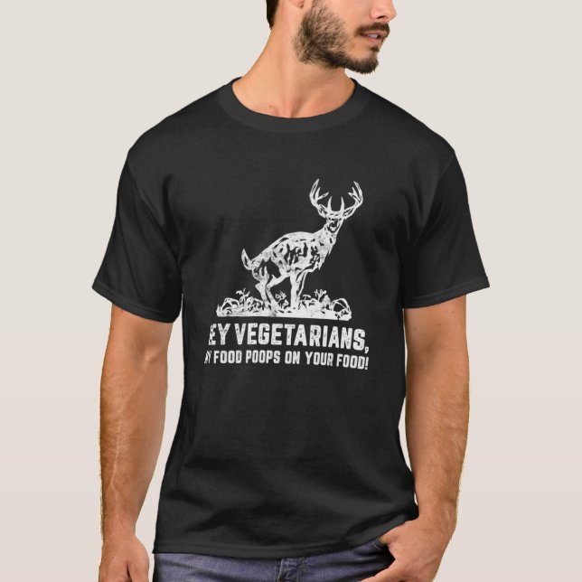 Vegetarianer min mat på din matjägare t shirt (Framsida)