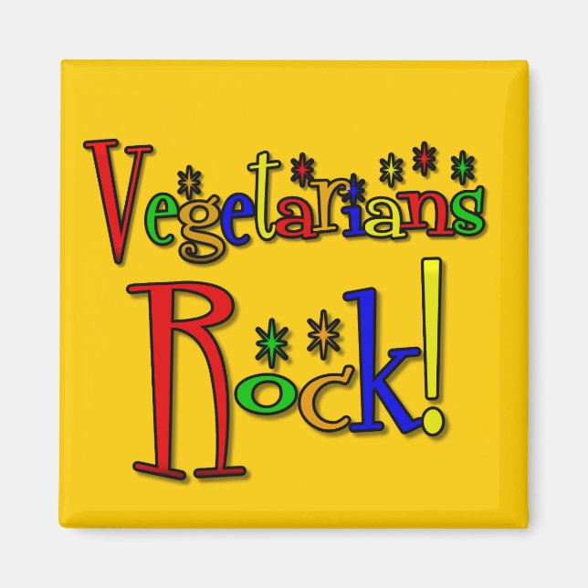 Vegetarianer Sten (retro stil) Magnet (Framsidan)