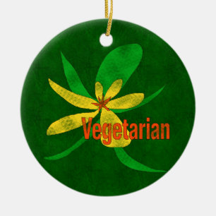 Vegetarisk blomma julgransprydnad keramik