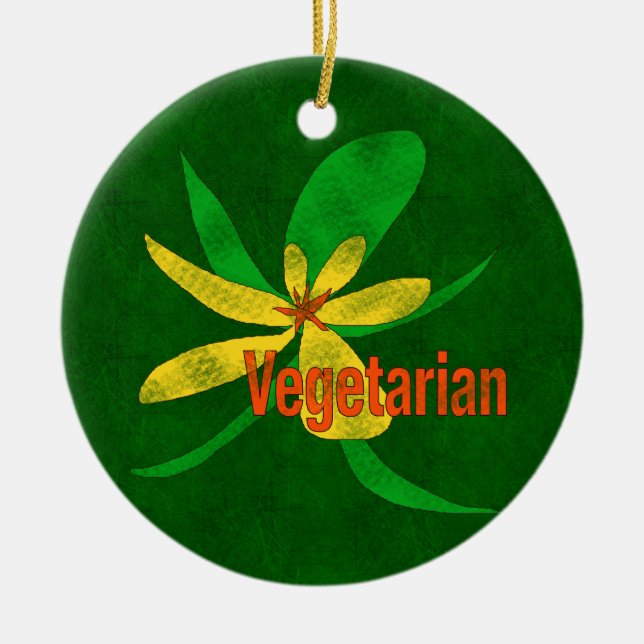 Vegetarisk blomma julgransprydnad keramik (Framsidan)