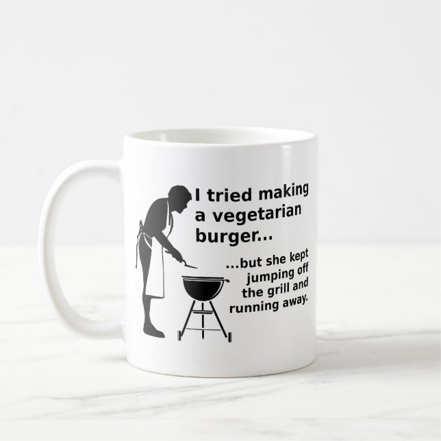 Vegetarisk Burger Rolligt Kött Mugg Humor (Vänster)