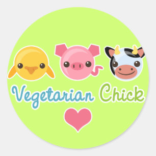 Vegetarisk chick runt klistermärke