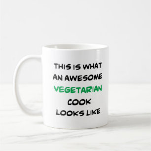 vegetarisk kock i fantastisk kaffemugg