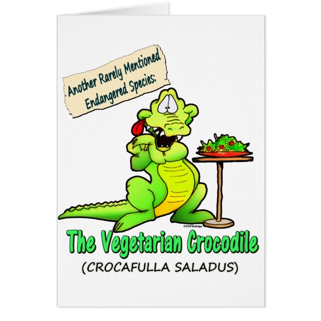 VEGETARISK KROKODIL HÄLSNINGSKORT (Framsidan)