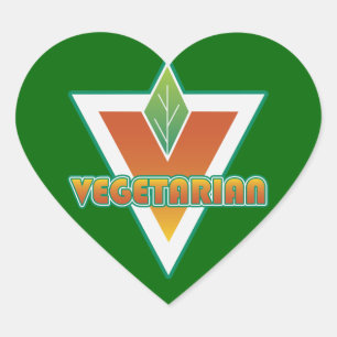 Vegetarisk logotyp hjärtformat klistermärke